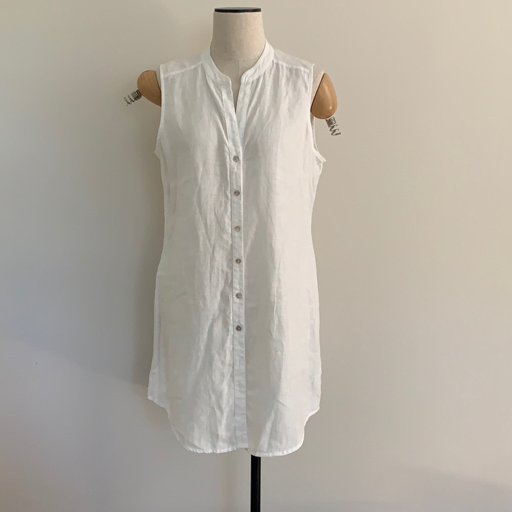 Eileen Fisher Sleeveless Long Linen Tunic